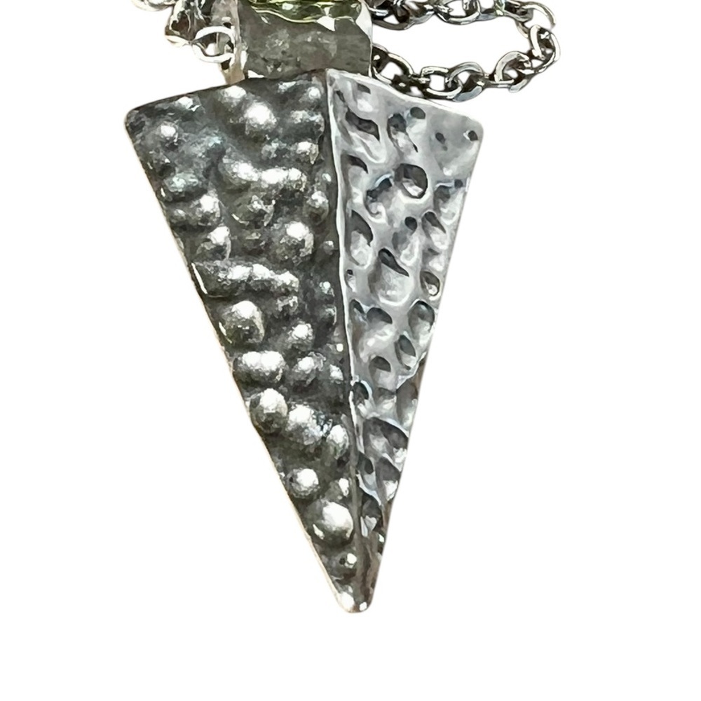 Silver Hammered Triangle Arrowhead Long Necklace … - image 2